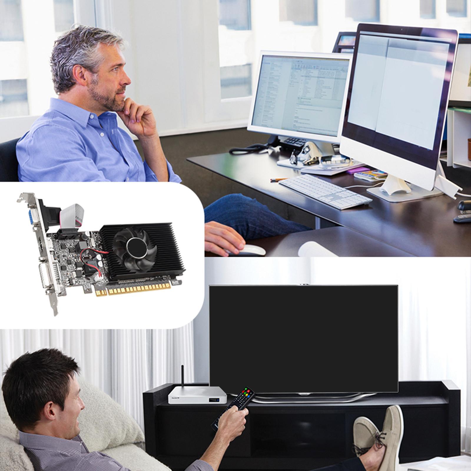 GT210 1G Graphics Card, Video Card Gddr3 Small Fan Plug and Play Heat Dissipation Computer Accessories Computer Graphics Card for PC Working