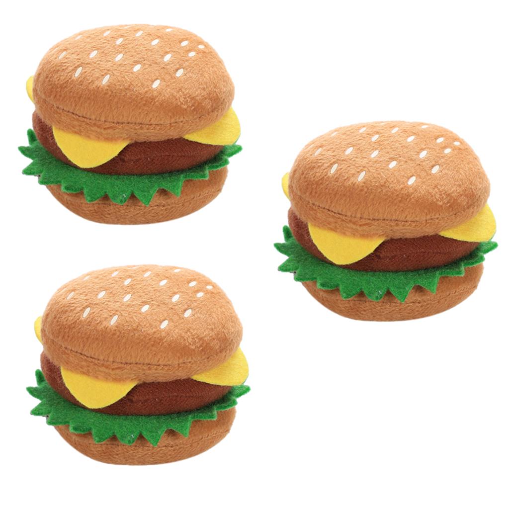 3 Chó Hamburger Nhai Đồ Chơi Squeaky Sang Trọng Đồ Chơi Chó Chó Mọc Răng Sạch Đồ Chơi