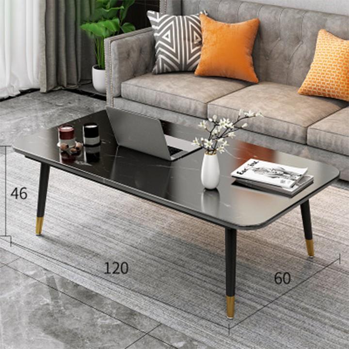 Bàn trà gỗ vân đá cẩm thạch khung sắt phun sơn tĩnh điện, bàn trà sofa thiết kế kiểu dáng hàn quốc