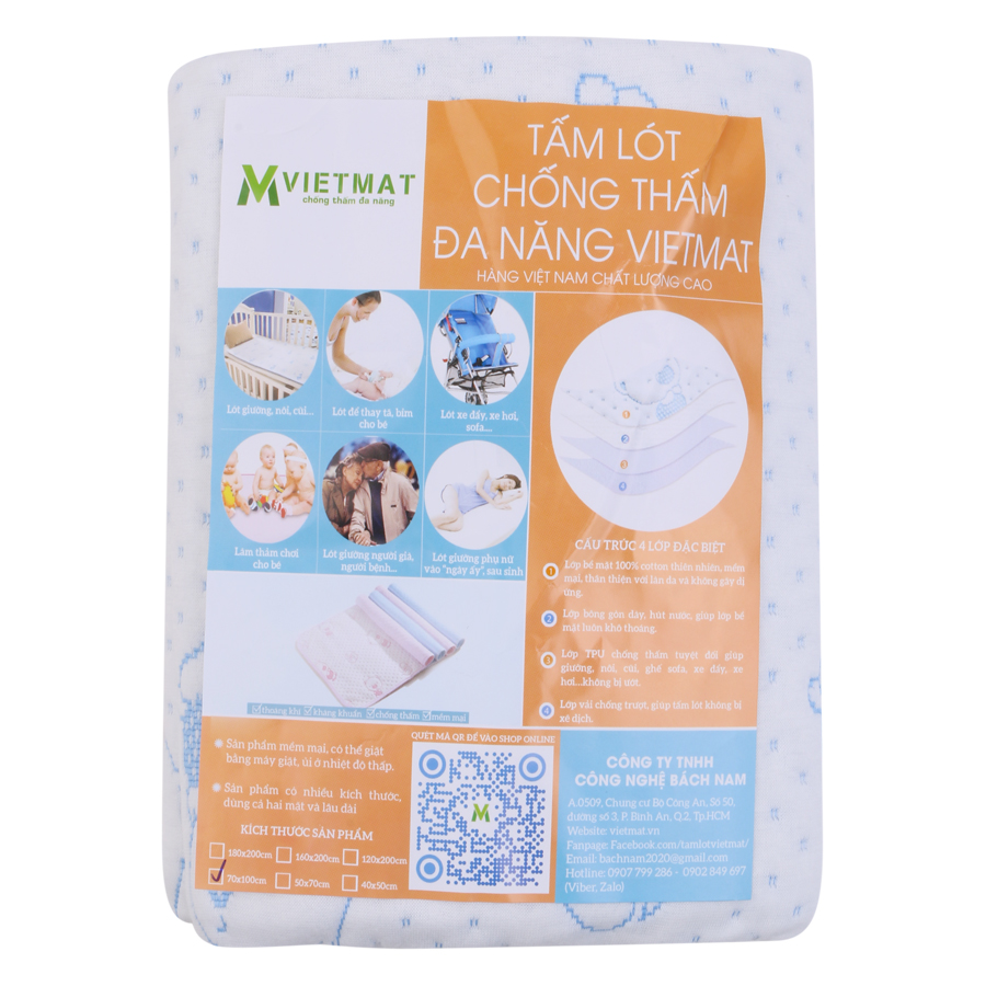 Combo 2 Tấm Lót Chống Thấm VIETMAT Màu Xanh (Size 70 x 100 cm)