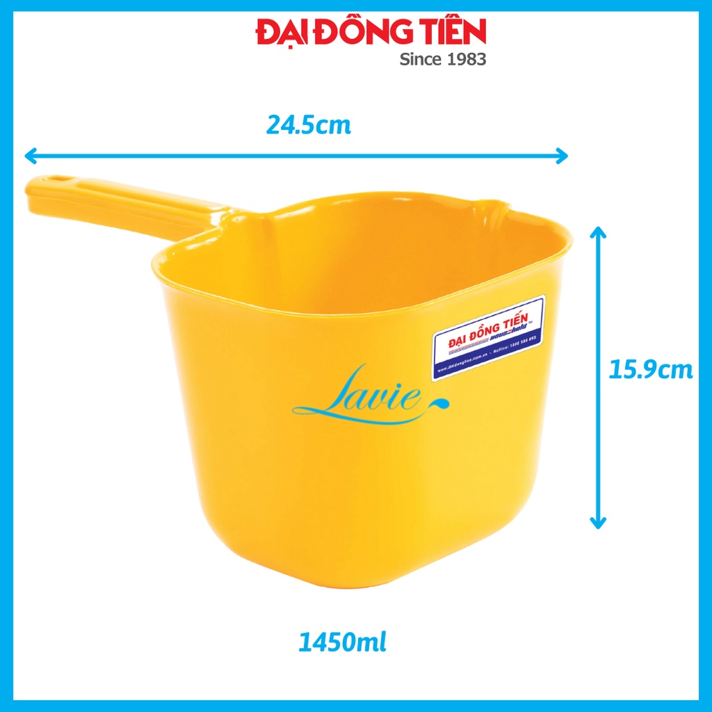 Ca nhựa múc nước phòng tắm cán dài 1450ml KT  24.5 x 15.9 x 13.2 cm Đại Đồng Tiến tiện tích gia đình