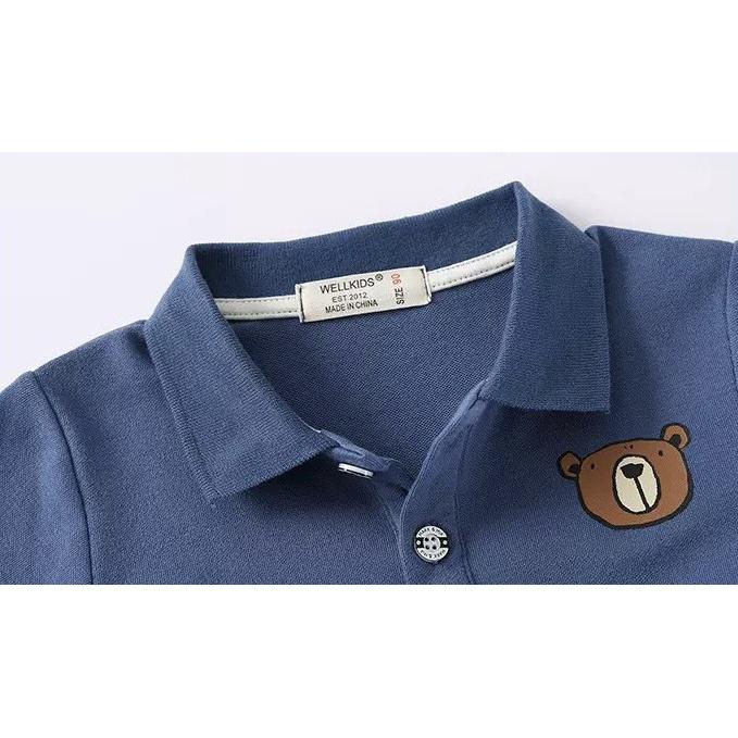 Áo Polo họa tiết đáng yêu cho bé trai WELLKIDS áo thun có cổ cho bé TX2420