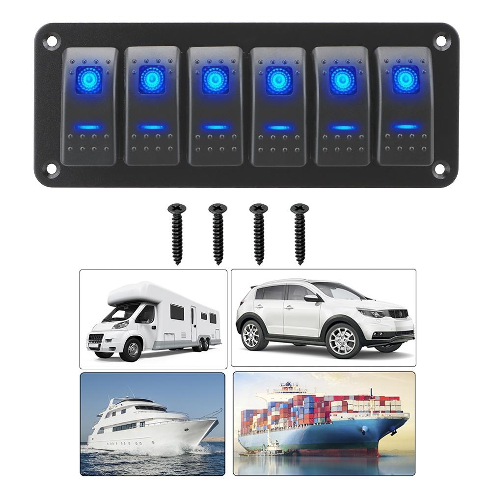 Bảng công tắc bật/tắt đèn LED hai công tắc 12/24V 6 nút chống thấm nước cho tàu thuyền