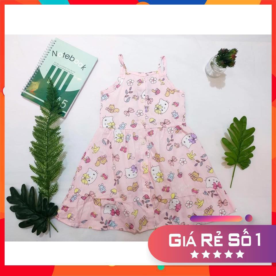 Váy thô hai dây cúc giữa bé gái size 3 - 8T