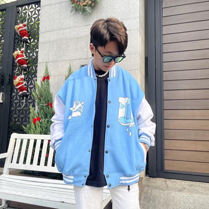 VARSITY JACKET BOMBER UNDERTRAP - BOMBER NỈ UNDERTRAP XANH DƯƠNG SIÊU HOT