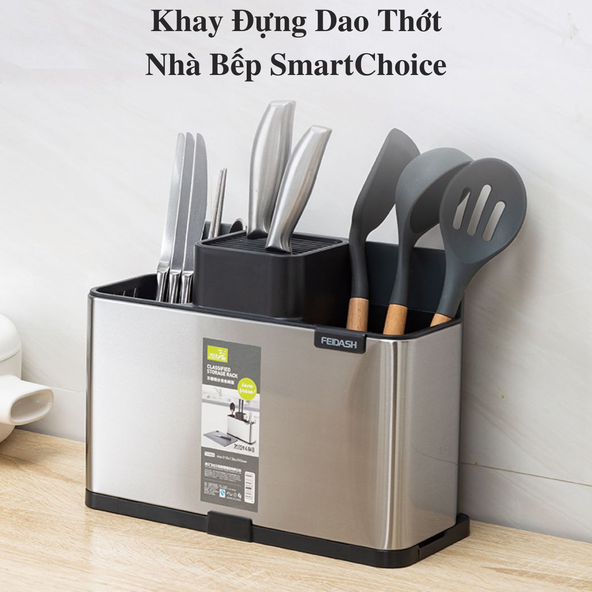 Kệ Đựng Dao Thớt Đa Năng SMARTCHOICE , Ống Đựng Đũa Muỗng Nhà Bếp Inox 304 Cao Cấp, Bền Đẹp, Chất Lượng - Hàng Chính Hãng