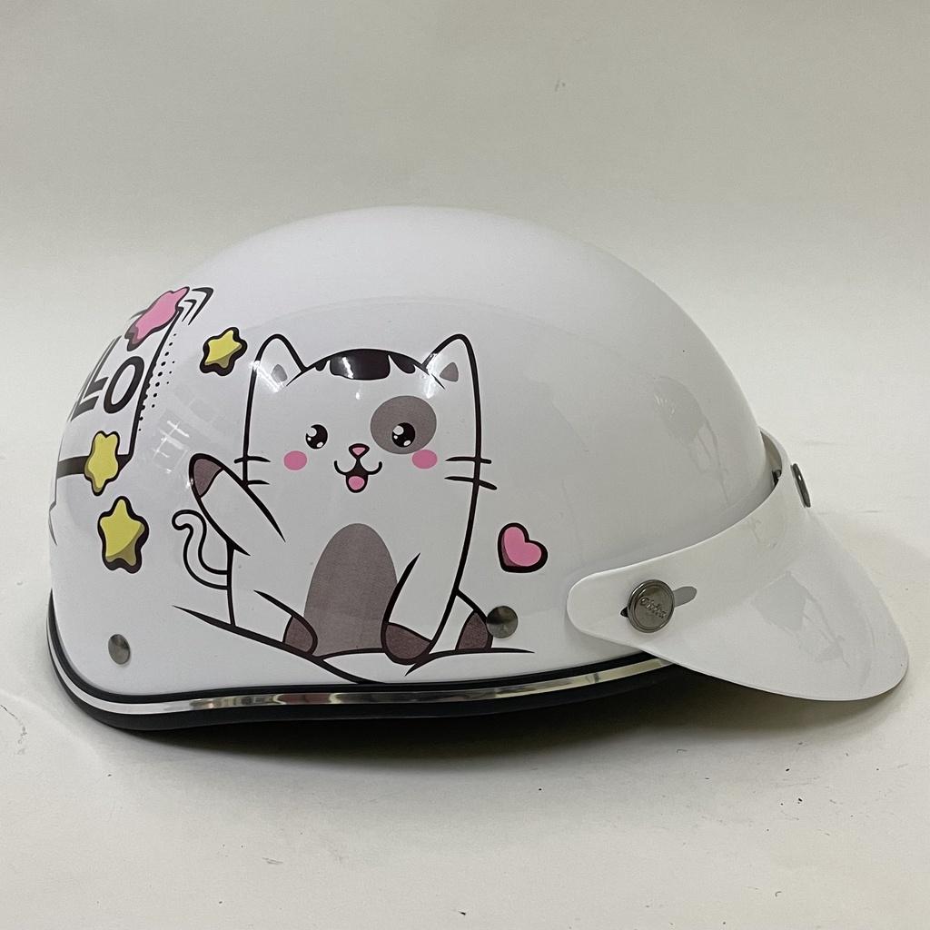 Mũ Bảo Hiểm 1/2 Đầu CHITA HELMETS CT6B1 tem Mèo Chào