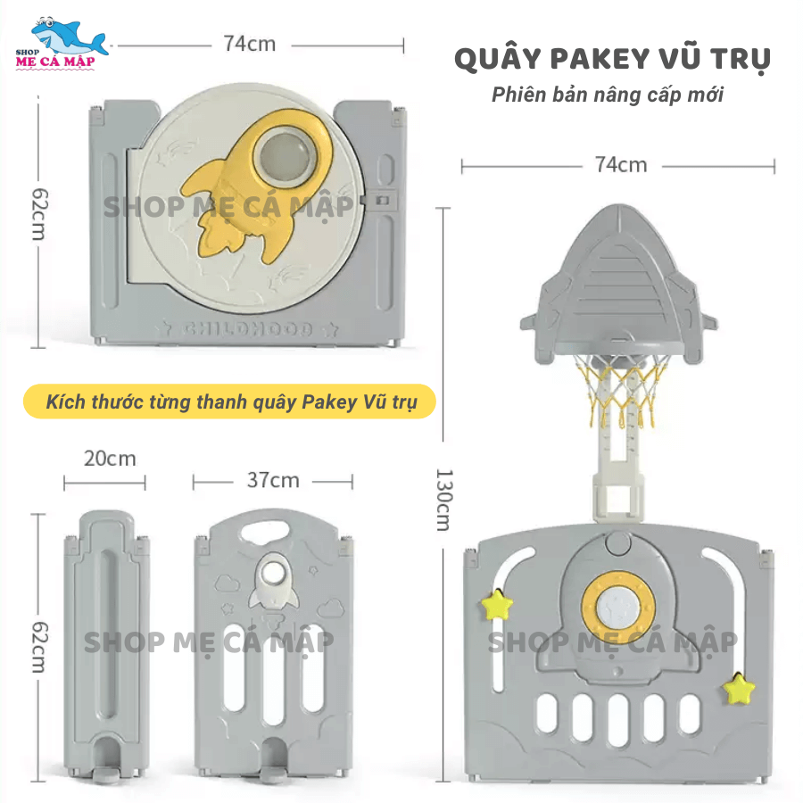 Quây cũi nhựa vũ trụ FULL SET GẤP GỌN cầu trượt xích đu, tặng kèm bộ bóng rổ