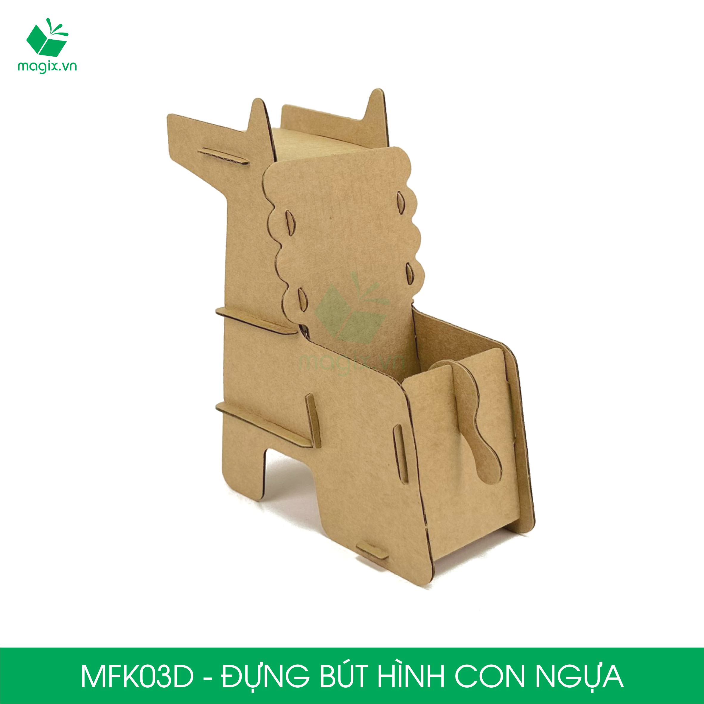 MFK03D - Đựng bút lắp ráp hình con ngựa, đồ đựng bút hình thú bằng giấy carton siêu cứng