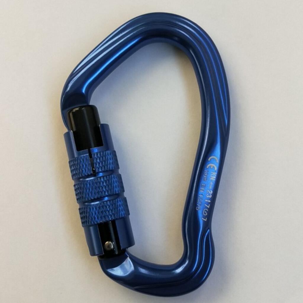 2pcs Auto Locking Rock Climbing Carabiner Clip Main Quickdraw 23KN Hammock Blue