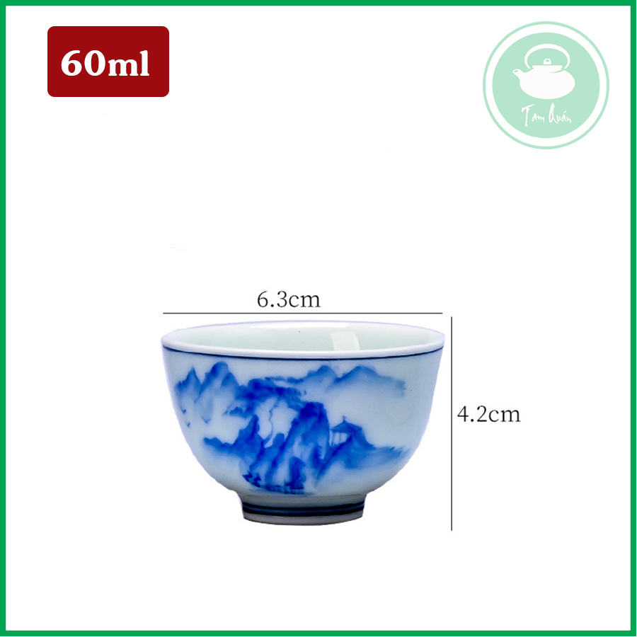 Bộ 6 chén trà sứ Đức Hóa 60ml