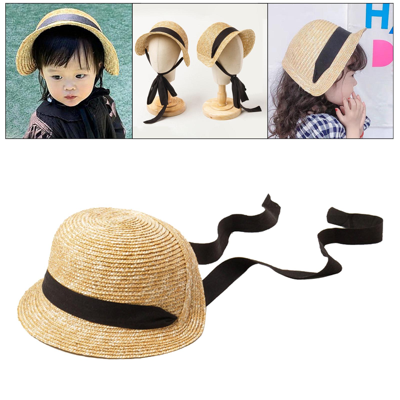Kids Girls Straw Hat Beach Sun Protection Cap for Children Outdoor Activity