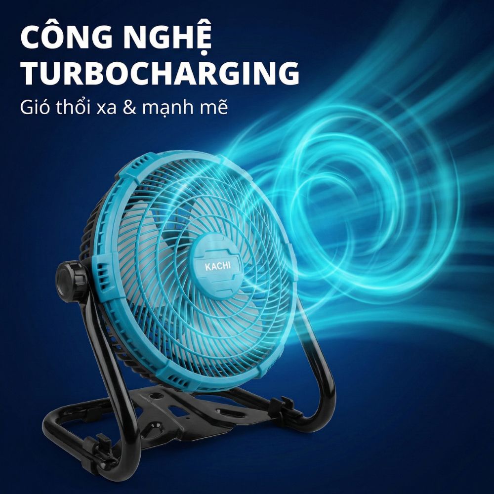 Quạt Để Bàn Tích Điện Kachi MK443 – Gió Turbo Mạnh Mẽ, Xoay 360 Độ, Thiết Kế Di Động Đa Năng - hàng chính hãng