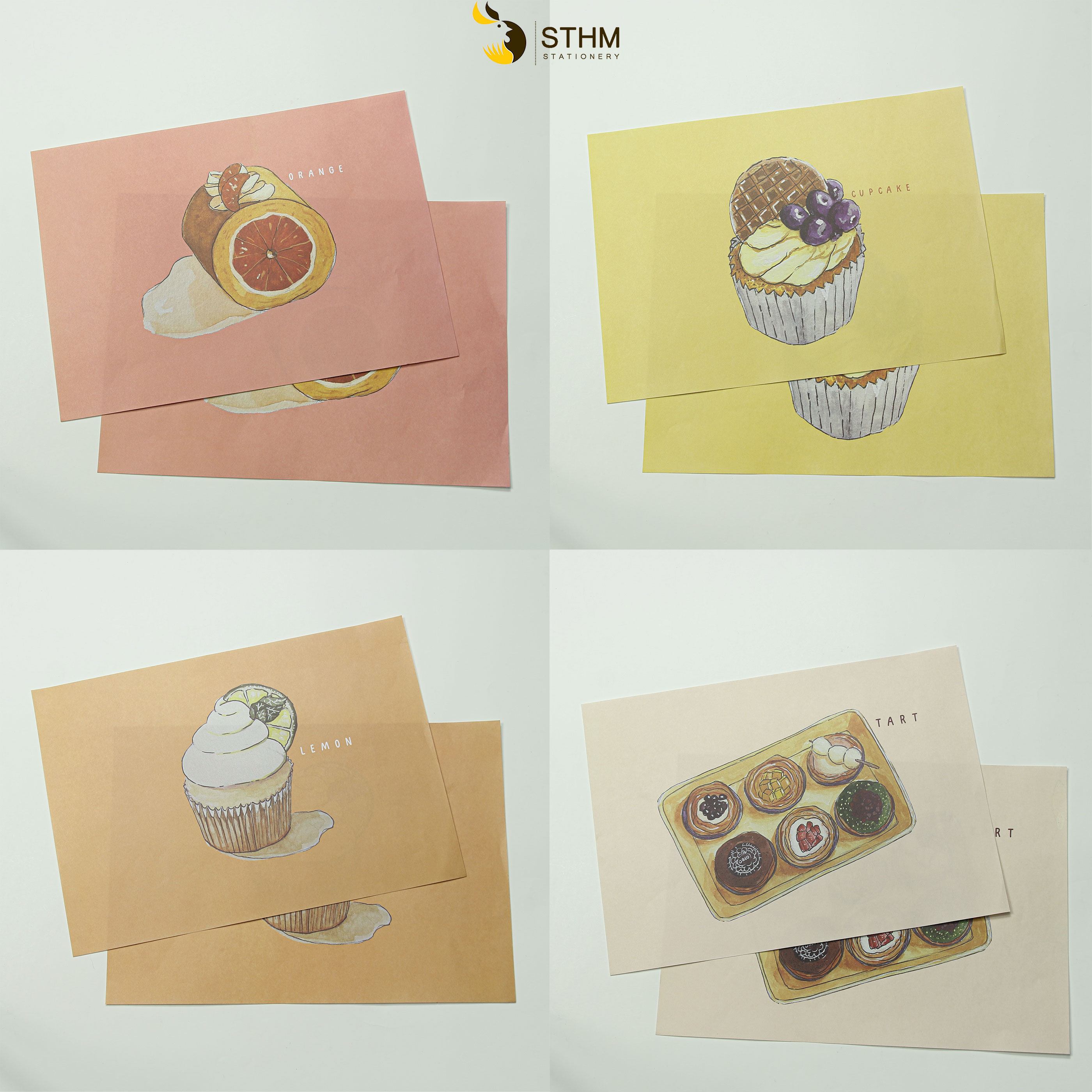 [STHM stationery] - Giấy bao tập A5 - Cake - Kraft trắng 100gsm - Tặng kèm nhãn vở