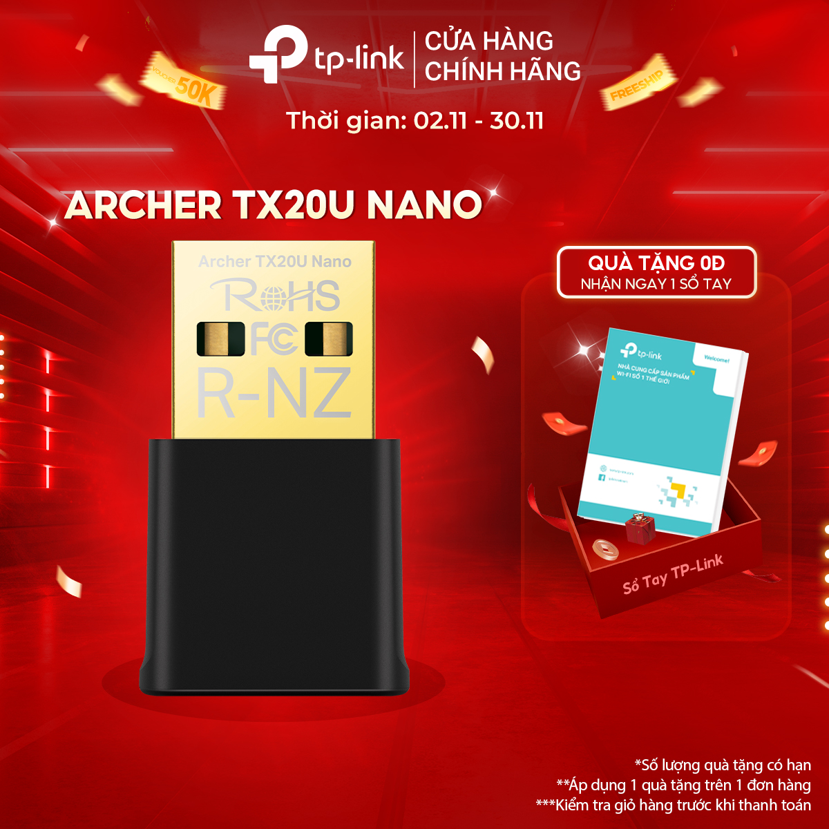 Bộ Chuyển Đổi USB WiFi TP-Link Archer TX20U / TX20U Nano / TX20 Plus WiFi 6 Băng Tần Kép AX1800 - Hàng Chính Hãng
