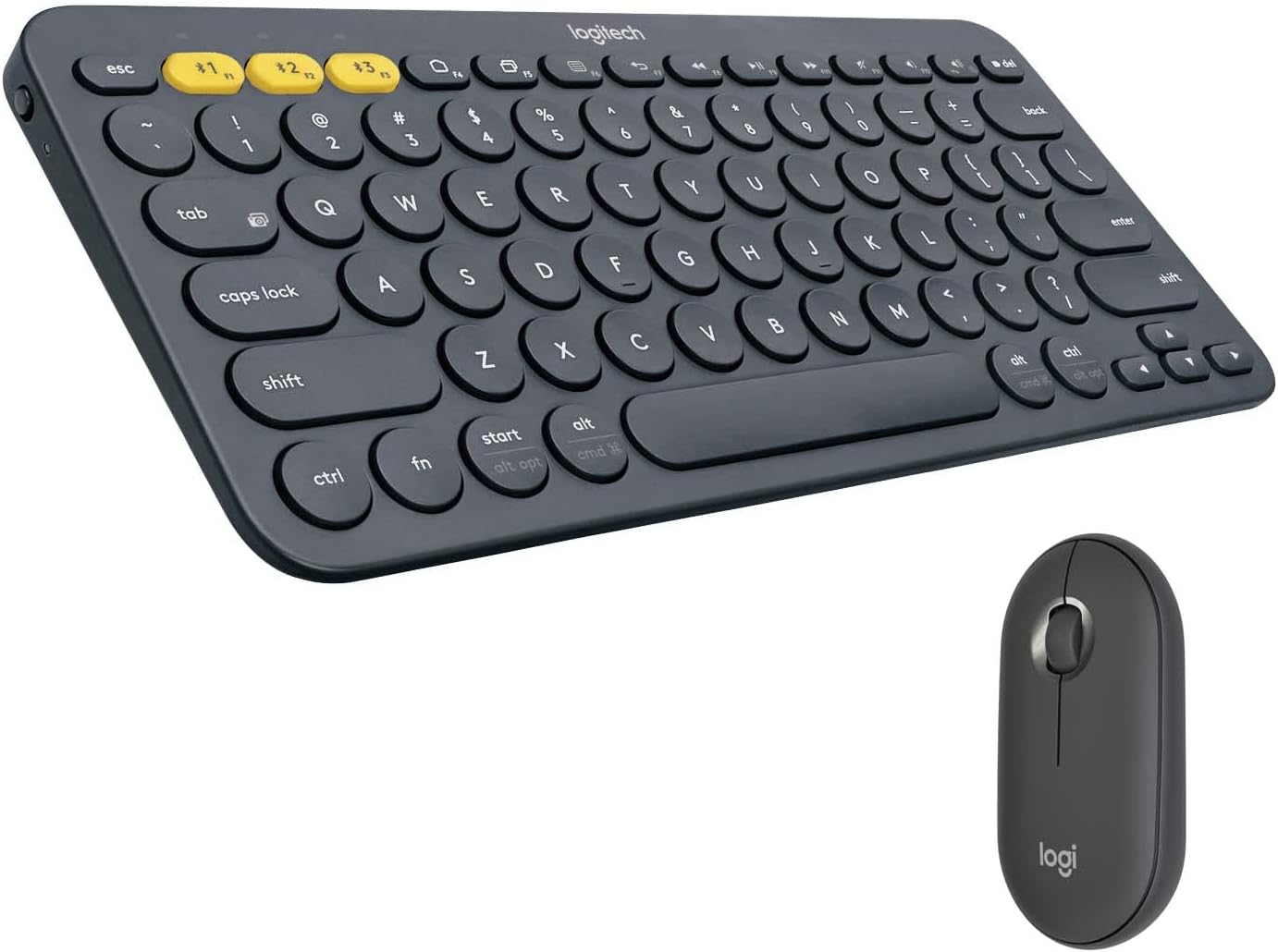 Bộ bàn phím không dây Logitech K380 Xám + Chuột không dây Logitech M350 Xám - Hàng chính hãng