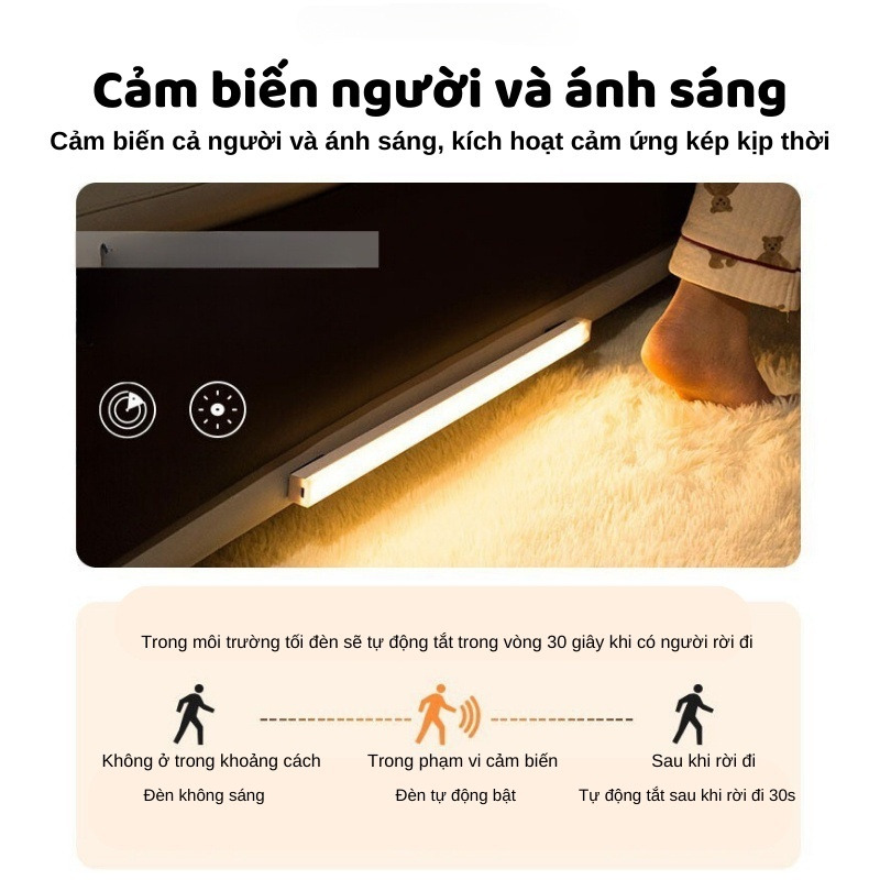 Đèn LED Cảm Biến Chuyển Động Nhiều Kích Cỡ Cảm Ứng Hồng Ngoại 3 Chế Độ Không Dây Điều Chỉnh Độ Sáng Qua 1 Lần Nhấn Ánh Sáng Bảo Vệ Mắt Tốt Tự Động Bật/Tắt Ban Đêm Đèn Học Làm Việc Đọc Sách Ngủ Cao Cấp Dễ Tháo Lắp Tiện Gắn Giường Cầu Thang Toilet Tủ USB
