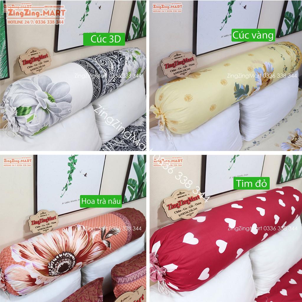 Vỏ gối ôm Hoa trà nâu poly cotton (35x105cm)