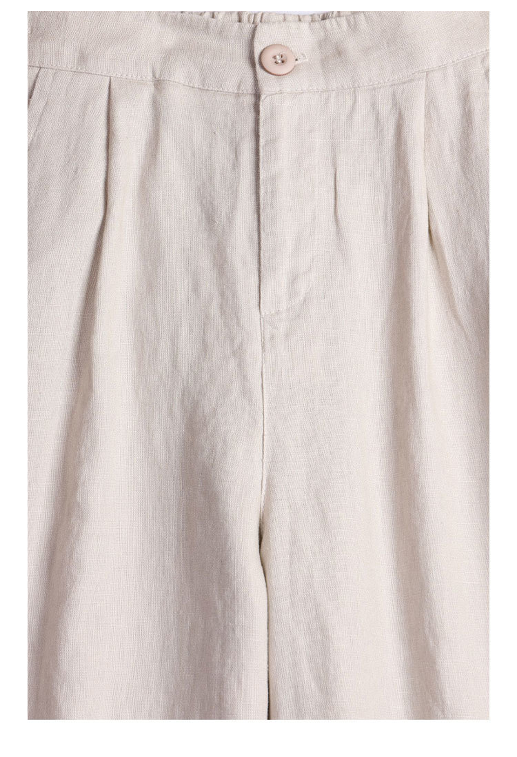 Hình ảnh Quần suông ống rộng nữ linen có túi , quần có cúc kết hợp chun tiện lợi ,quần ĐŨI VIỆT QD07