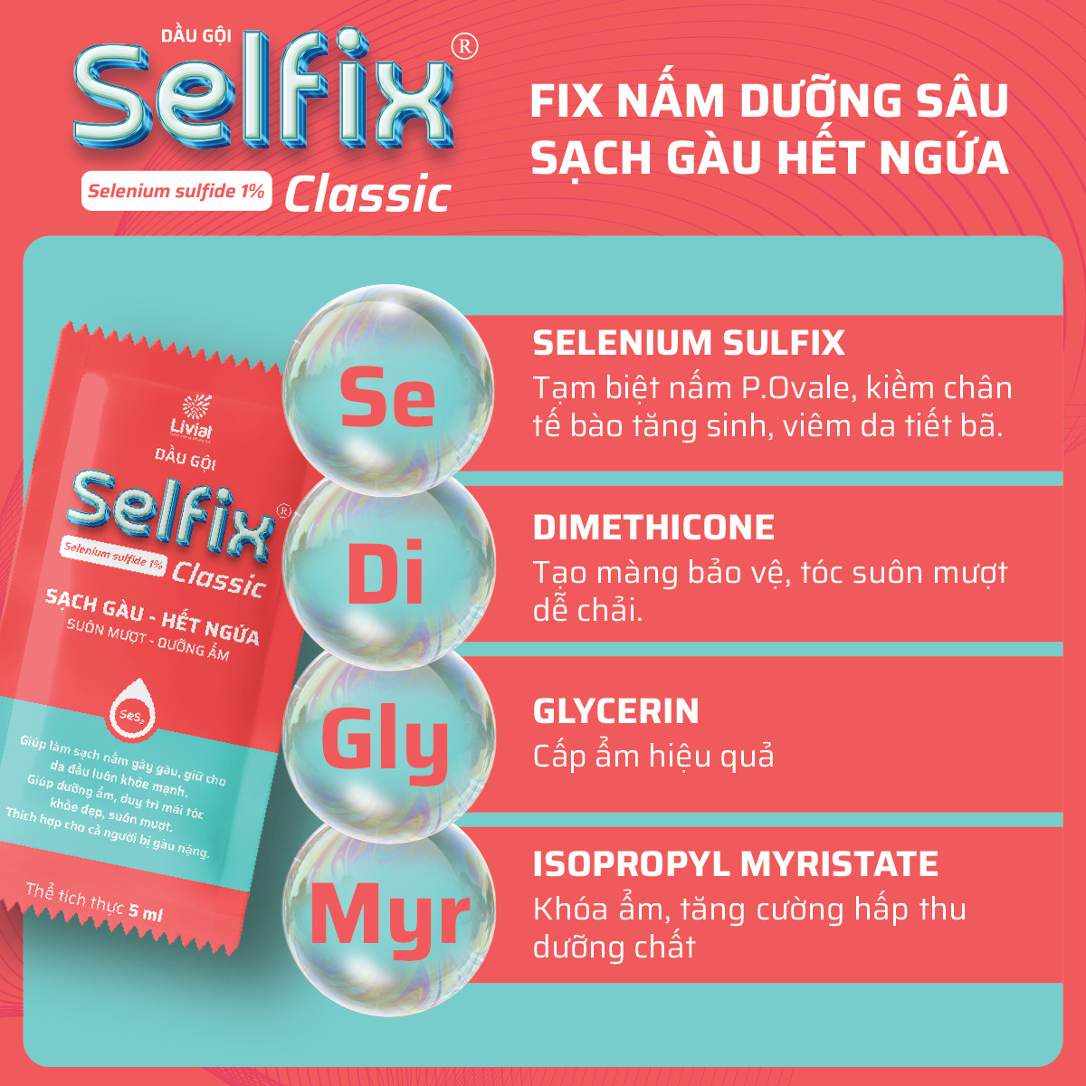 Dầu gội sạch gàu SELFIX CLASSIC cho da đầu – Hỗ trợ giảm gàu, nấm ngứa da dầu – 100ML