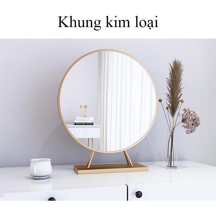 Gương để bàn trang điểm tích hợp đèn LED, khung kim loại sang chảnh phù hợp cho các cô nàng hiện đại