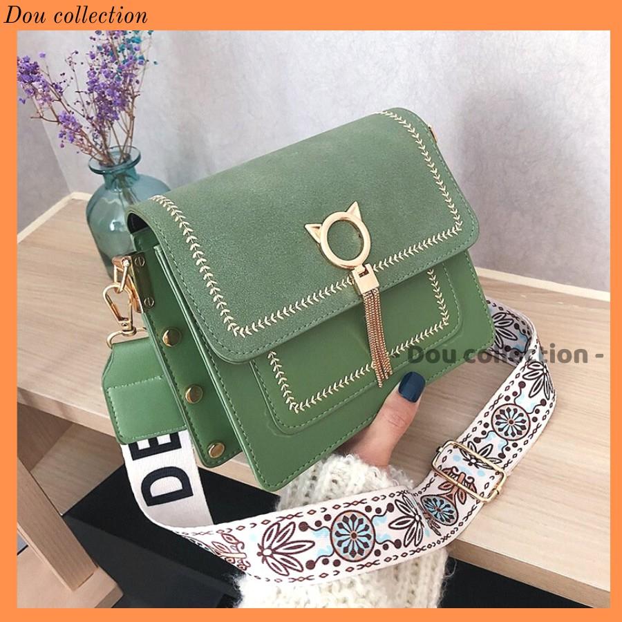 Túi Xách Nữ Chất Liệu Nhung Mịn Đính Hình Mèo Kim Loại Dễ Thương - Mã XT044