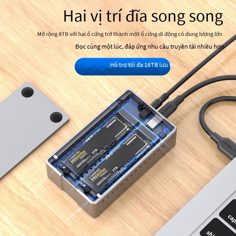 Giá thấp nhất m2 hộp đĩa cứng trạng thái rắn nvme đĩa đôi hộp đĩa cứng di động ngoại tuyến sao chép clone vỏ đĩa cứng usb3.1M2
