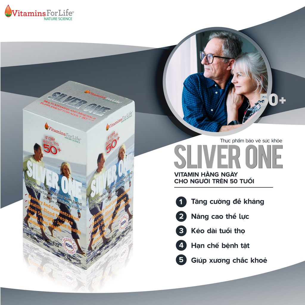 Vitamin Tổng Hợp Cho Người Già Silver One Vitamins For Life Giúp Kéo Dài Tuổi Thọ (Hộp 60 Viên)