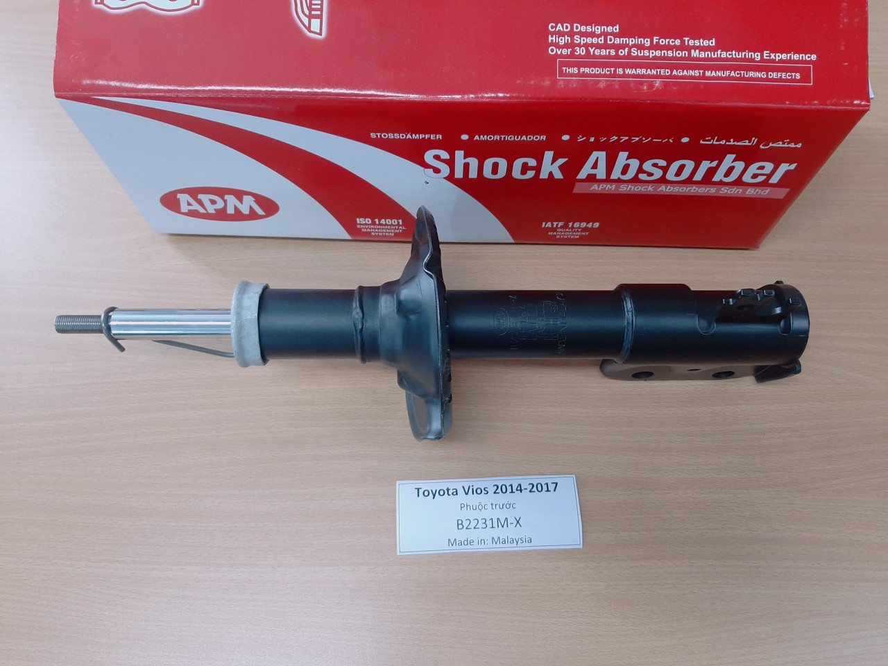 GIẢM XÓC (SHOCK ABSORBER) TOYOTA VIOS CHÍNH HÃNG ĐỜI 2014-2017-PHUỘC TRƯỚC mã hàng B2231M-X.