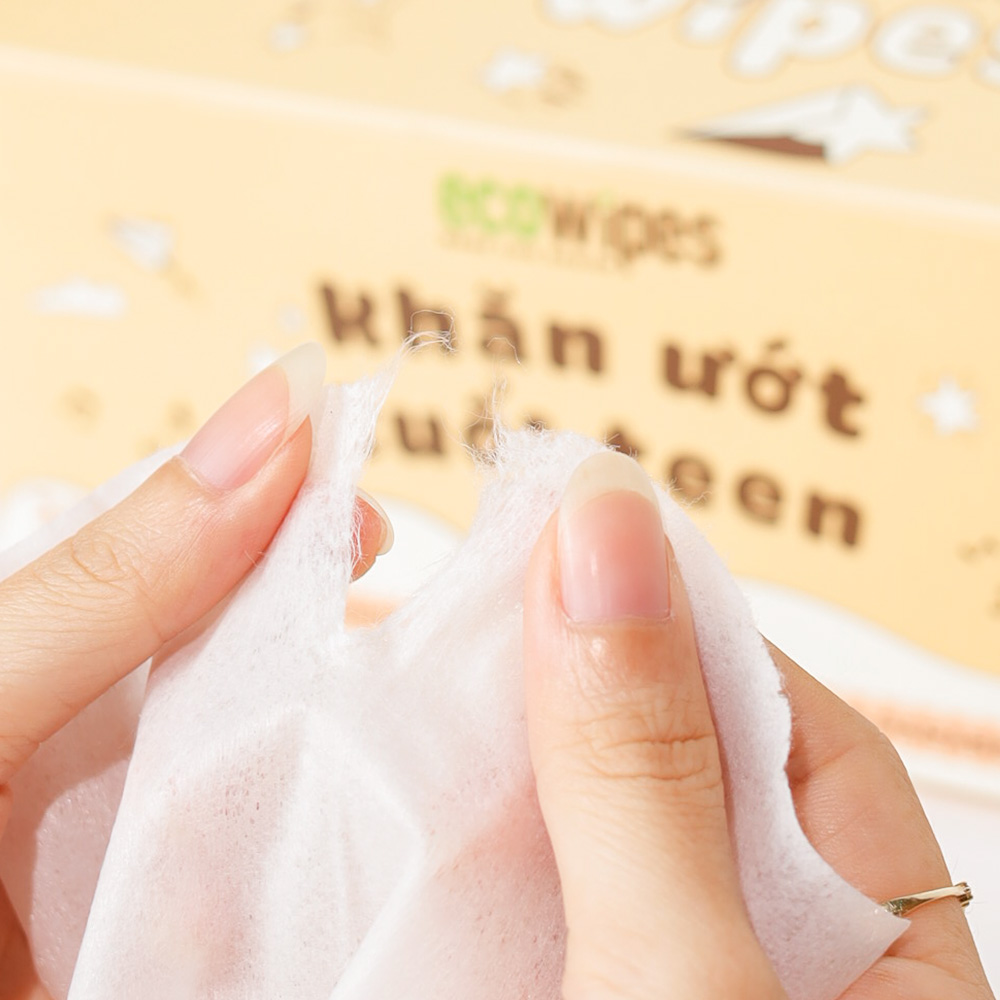 Khăn giấy ướt mini size EcoWipes gói 8 tờ không mùi nhỏ gọn tiện dụng cho học sinh sinh viên