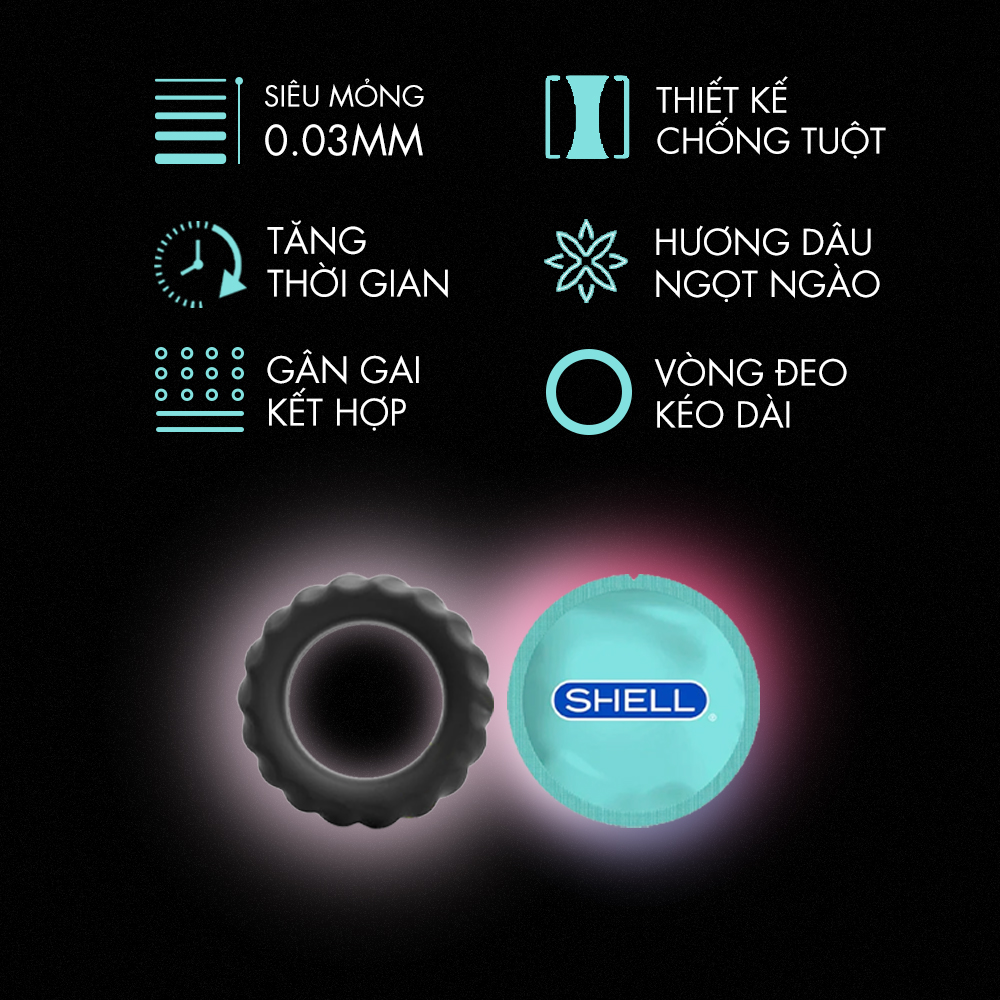 Bao cao su Shell Play Ring 6 tính năng - Hộp 10 cái | GUNSHOP VIỆT NAM