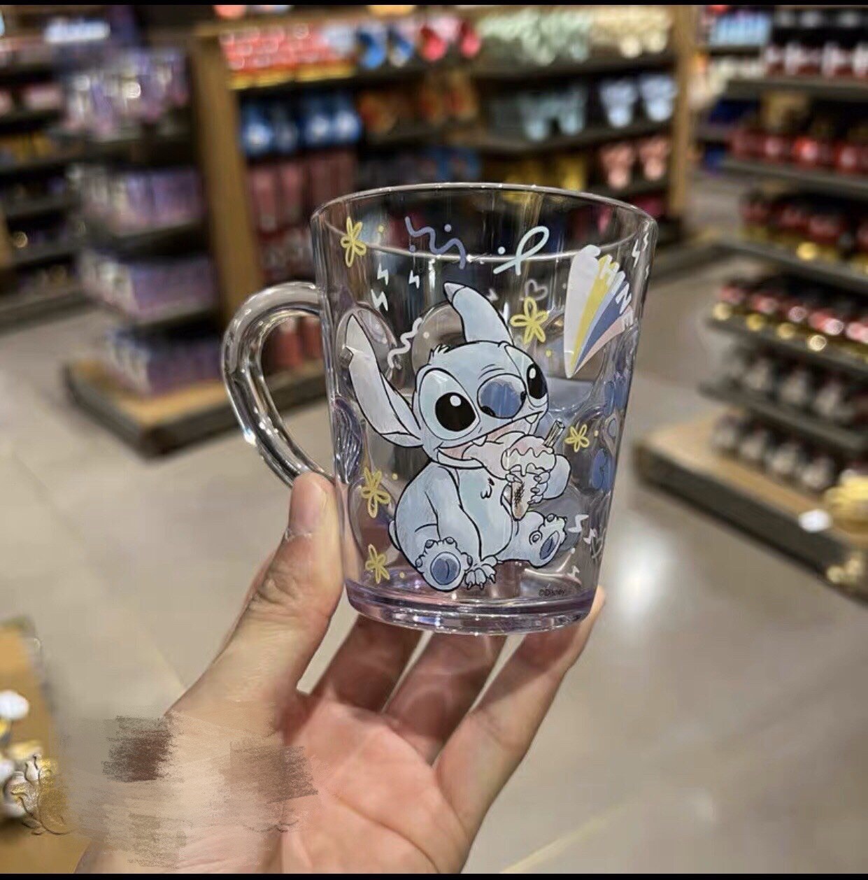 Ly quai cầm trong suốt hình Stitch siêu cute cho bé trai - PDA21121-S