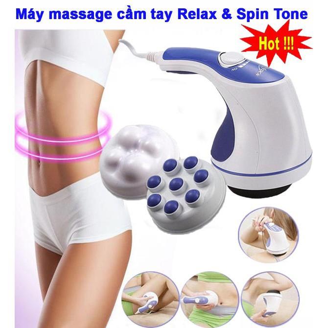 Máy Massage Cầm Tay Relax & Spin Tone - Máy Mát Xa Đánh Tan Mỡ Bụng, Massage Toàn Thân 5 Đầu.