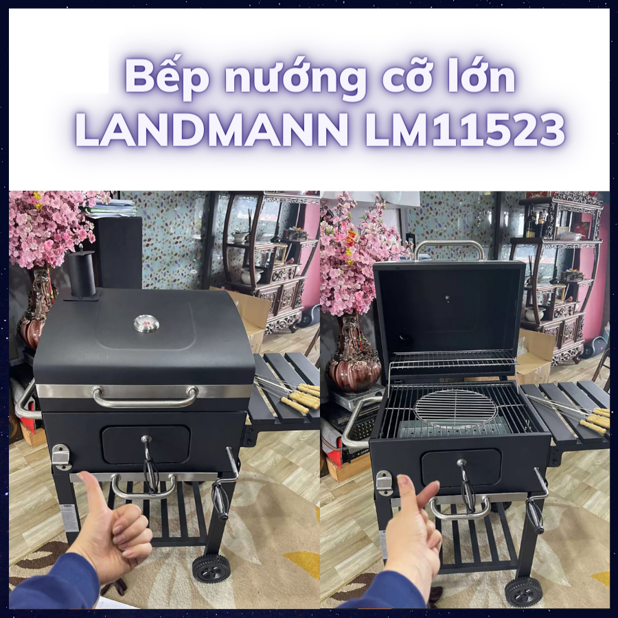 Bếp nướng than hoa ngoài trời Landmann LM11528, dùng gia đình, mang đi du lịch, kinh doanh nướng