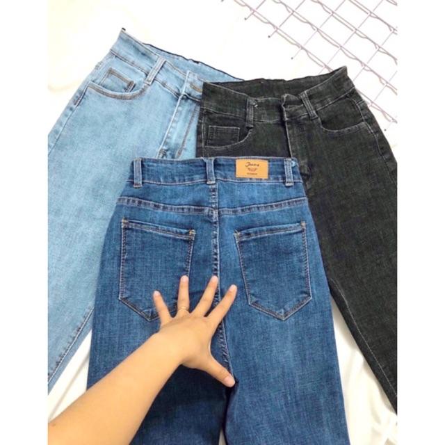 QUẦN JEANS ÔM basic LƯNG SIÊU CAO - hình thật trải sàn chính chủ