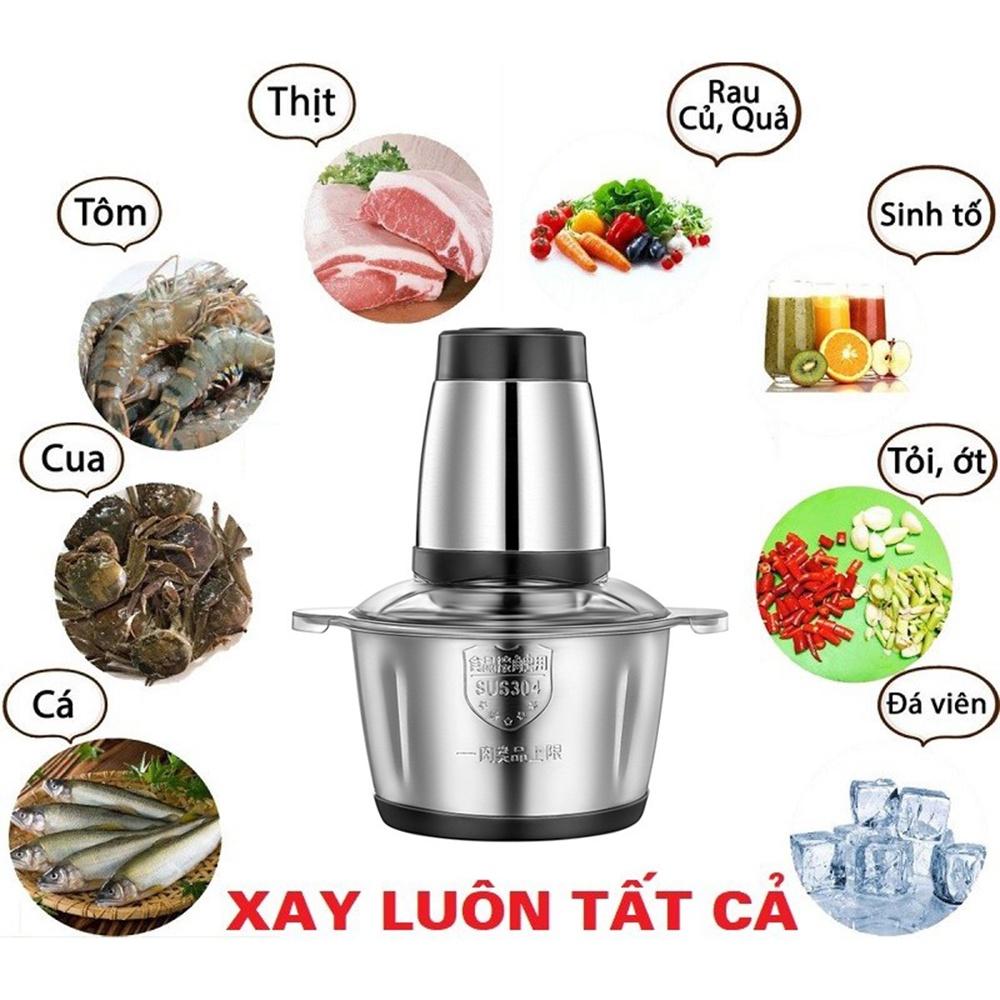 Máy xay thịt đa năng 4 lưỡi cối INOX 304 cao cấp, máy xay thịt công suất lớn 250W bảo hành 12 tháng