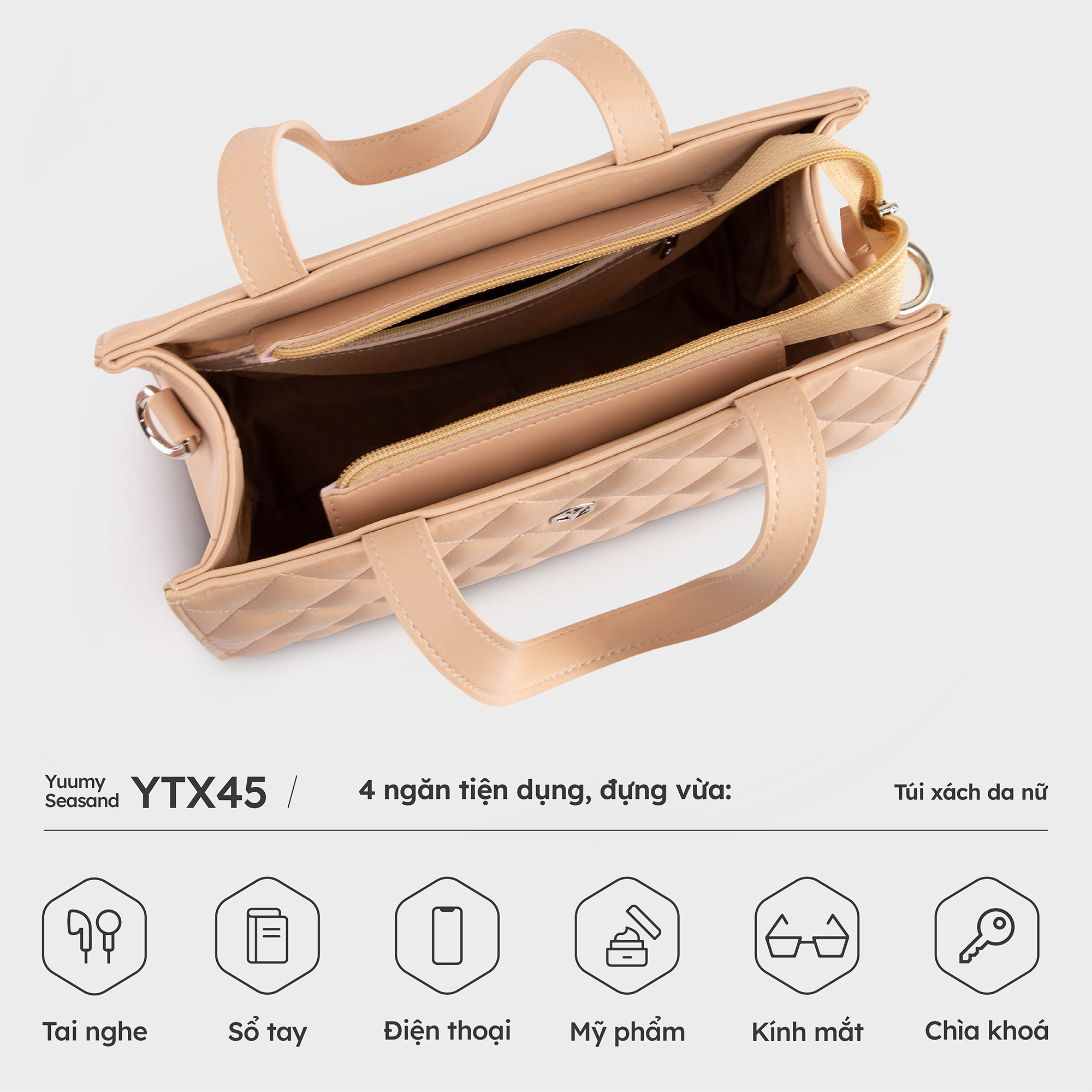 Túi Yuumy ( Thời trang nữ phối khăn thắt nơ size 25 - Túi xách da Seasand YTX45 )