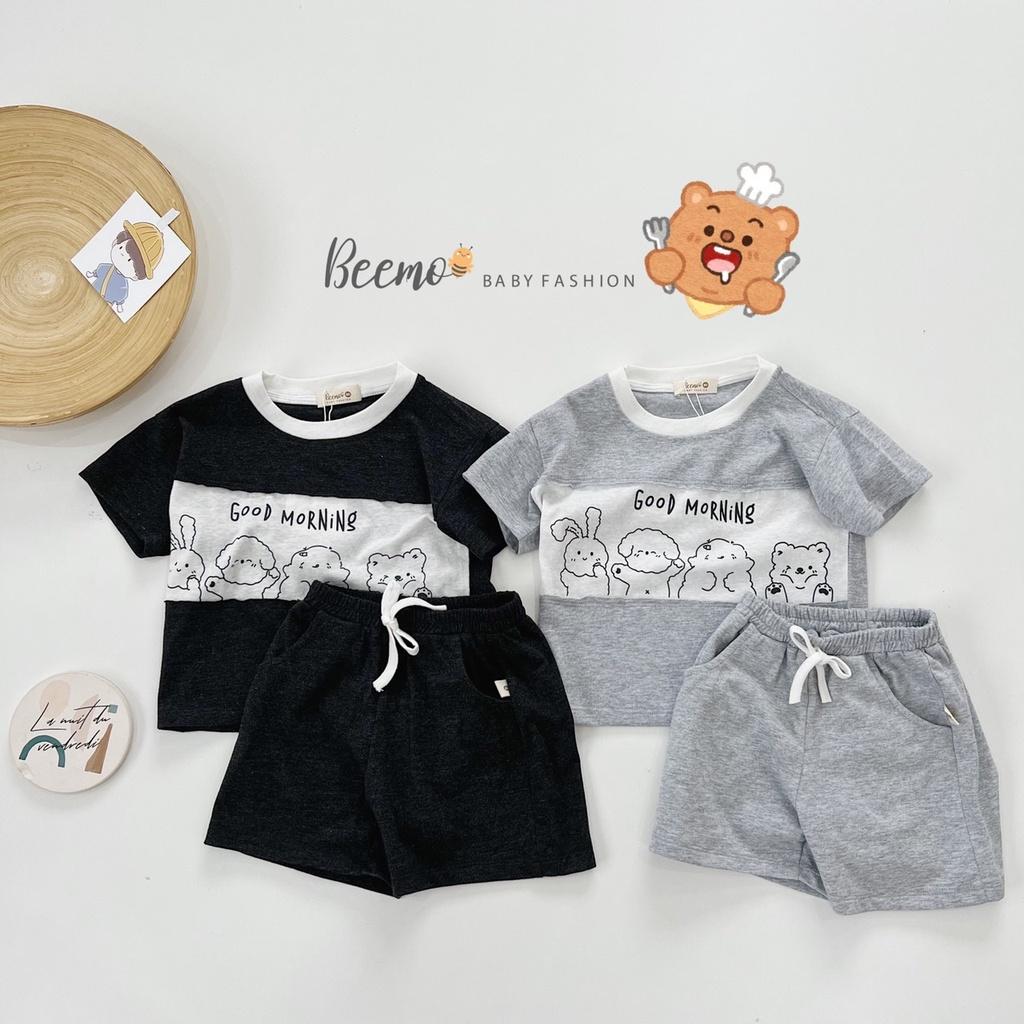 Bộ Cotton Phối Thân In Gấu Beemo Mềm Đẹp Unisex Bé Trai Bé Gái