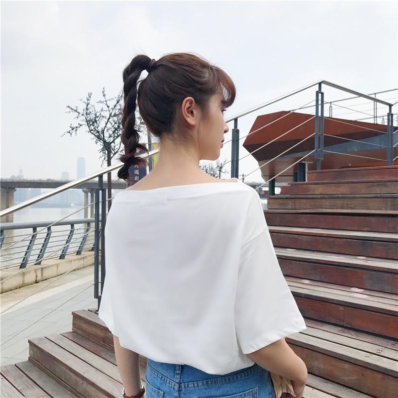 Áo thun ngắn tay in chữ phong cách Hàn Quốc