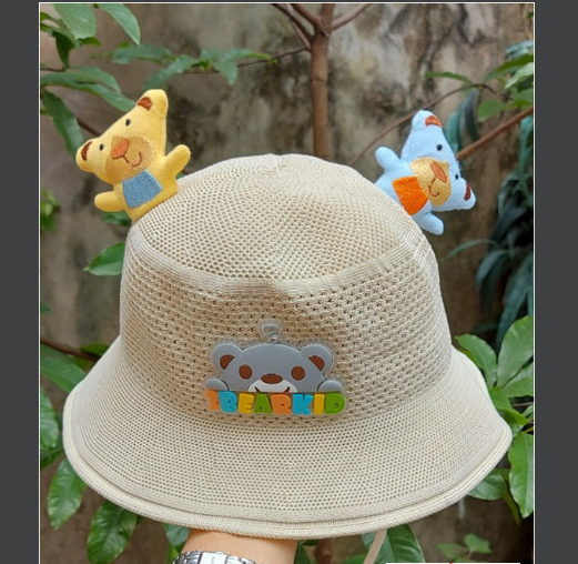 Mũ / nón vải vành tròn dạng lưới hình gấu 3D BearKid cho bé từ 1 đến 5 tuổi