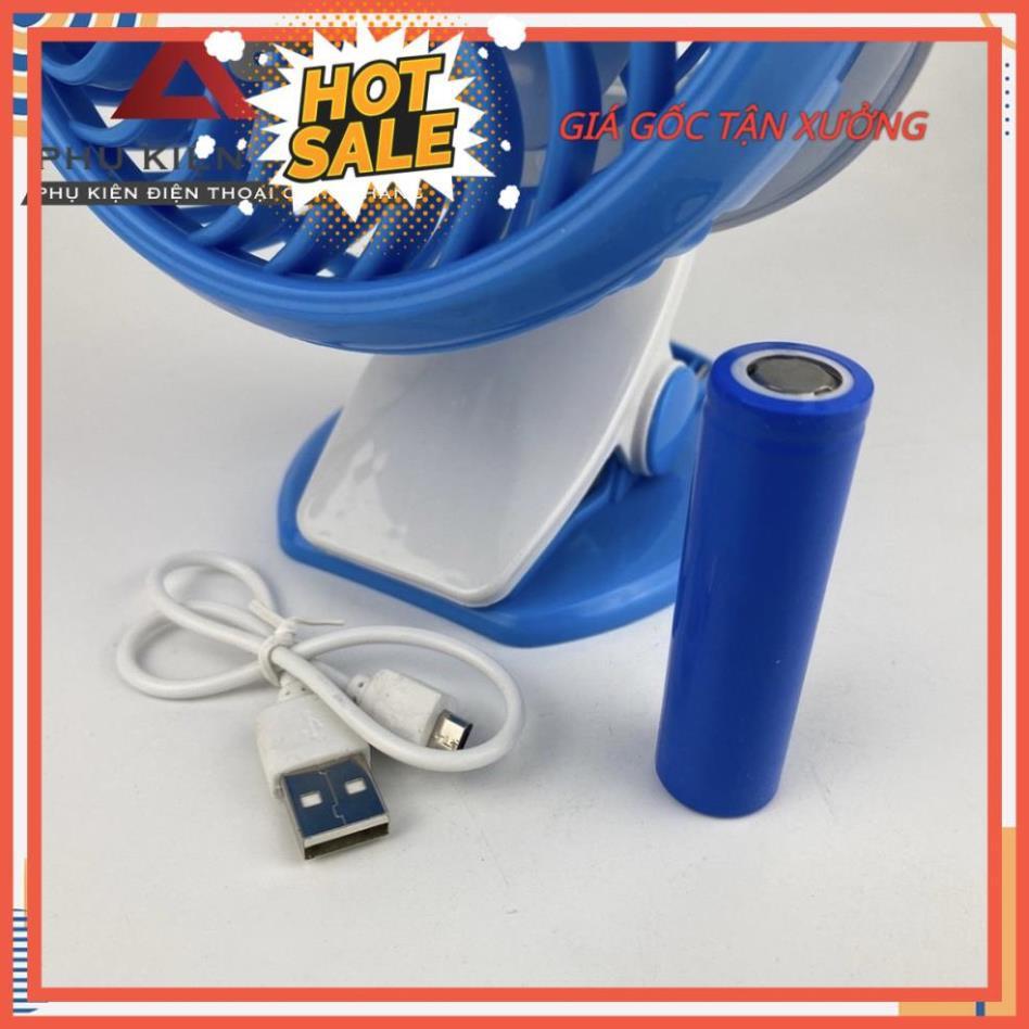 Quạt mini kẹp bàn kẹp xe đẩy F168 xoay 360 độ, 3 tốc độ gió an toàn cho trẻ sạc usb tích điện