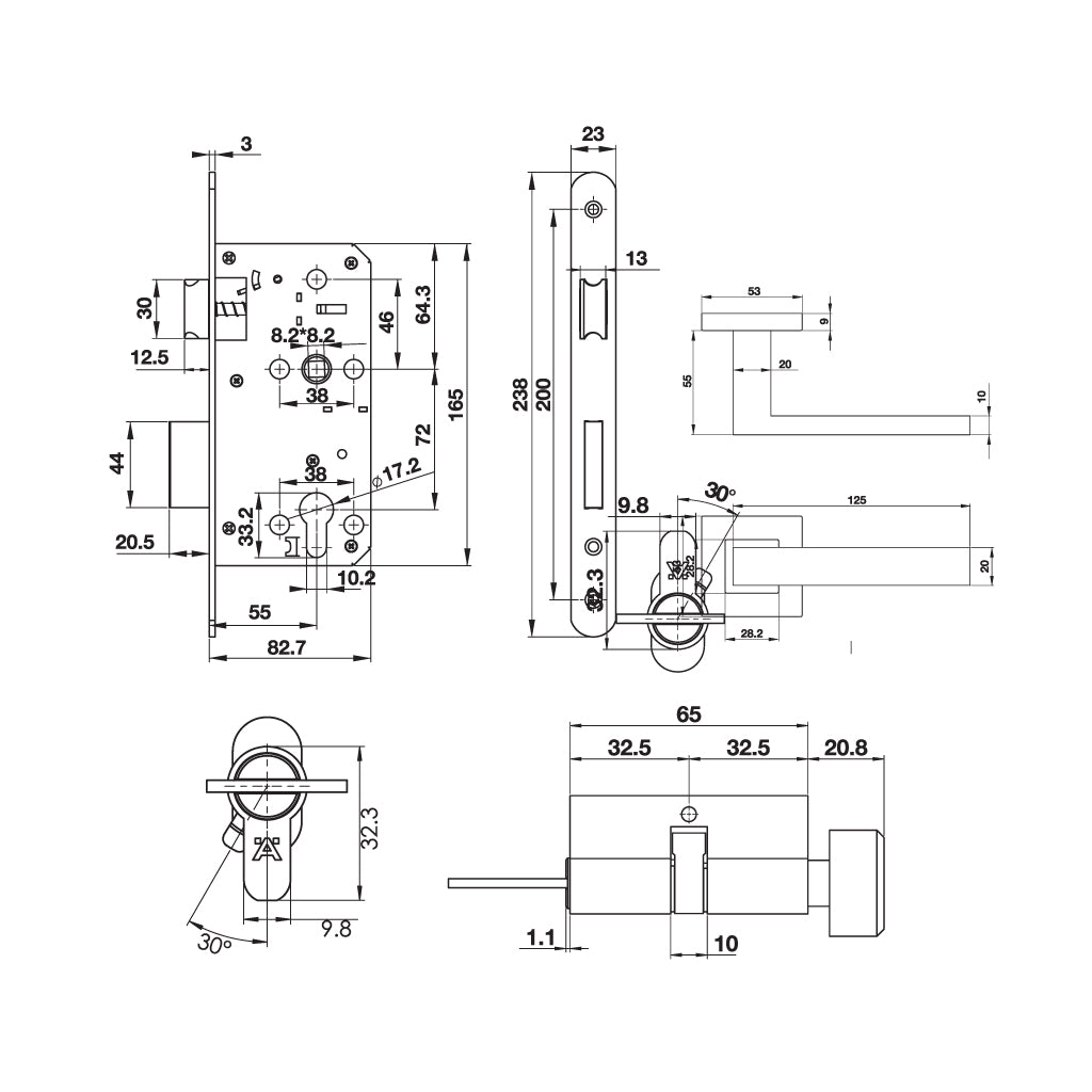 Bộ tay nắm nắp chụp vuông kiểu chữ nhật Hafele DIY - 499.63.803