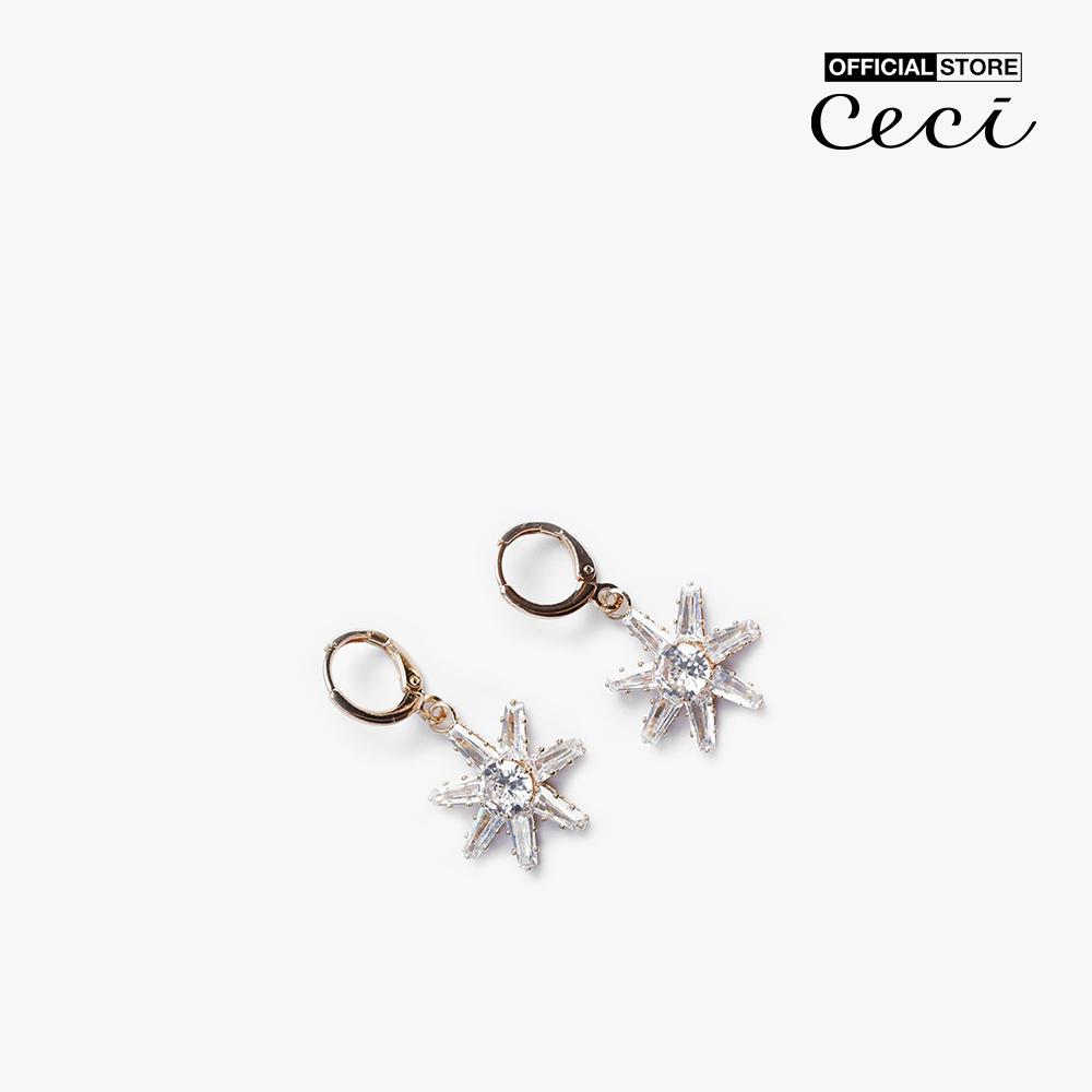 CECI - Khuyên tai nữ khoen tròn dạng thả thiết kế ngôi sao đính đá CC1-06000163
