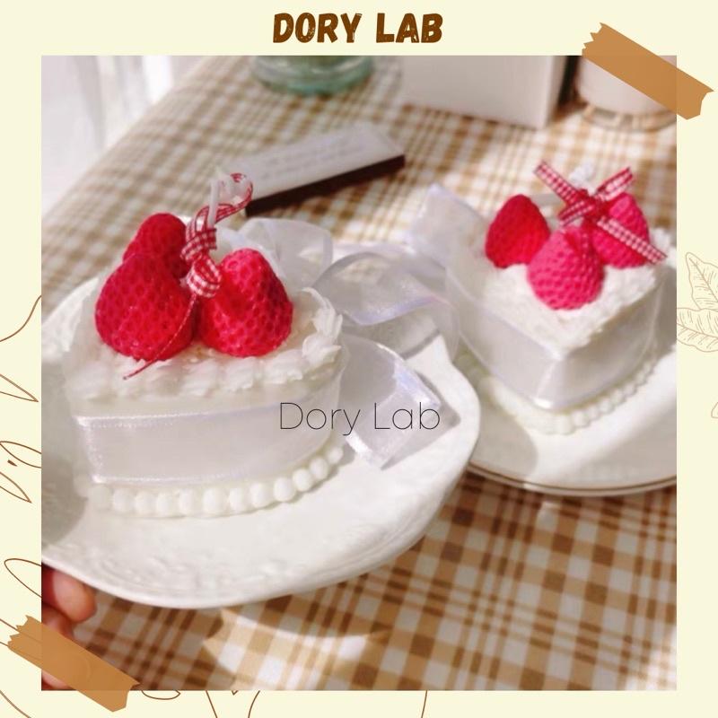 Nến Thơm Bánh Kem Trái Tim Mix Dâu Tây Không Khói, Quà Tặng Valentine, Sinh Nhật - Dory Lab