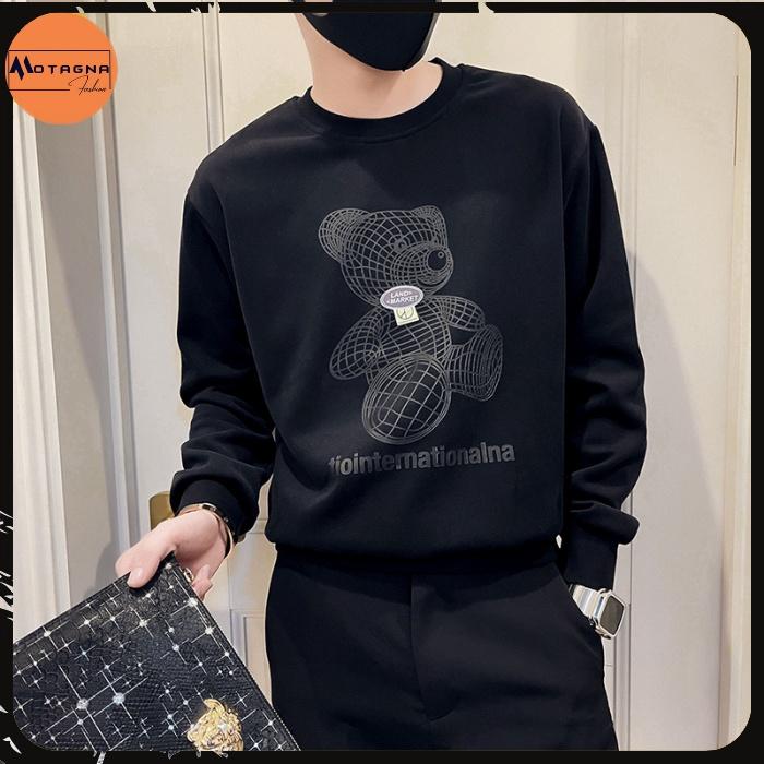 Áo thu đông chất đẹp, Áo sweater nam cổ tròn cao cấp streetwear in Gấu TIO mã NZ689