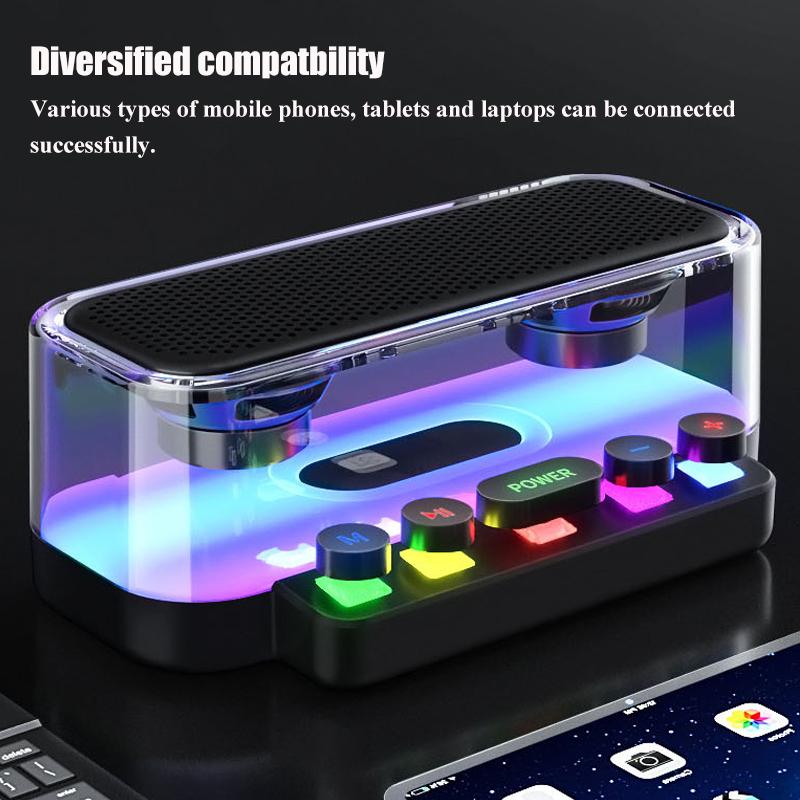 Loa di động Bluetooth Loa siêu trầm RGB Hifi Hộp âm thanh Máy tính để bàn Kèn đôi Bàn phím đầy màu sắc Máy nghe nhạc rảnh tay USB TF Màu sắc: B-Đen