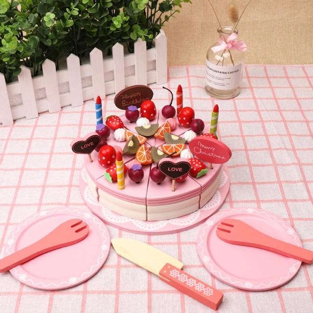 Bánh sinh nhật bằng gỗ- đồ chơi cho bé