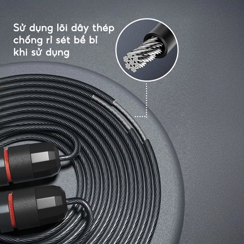 DÂY NHẢY Tặng Tạ Sắt TẬP THỂ DỤC CAO CẤP TẠI NHÀ LÕI THÉP ĐỘ BỀN CAO, TAY CẦM CHỐNG TRƯỢT – Giao Màu Ngẫu Nhiên