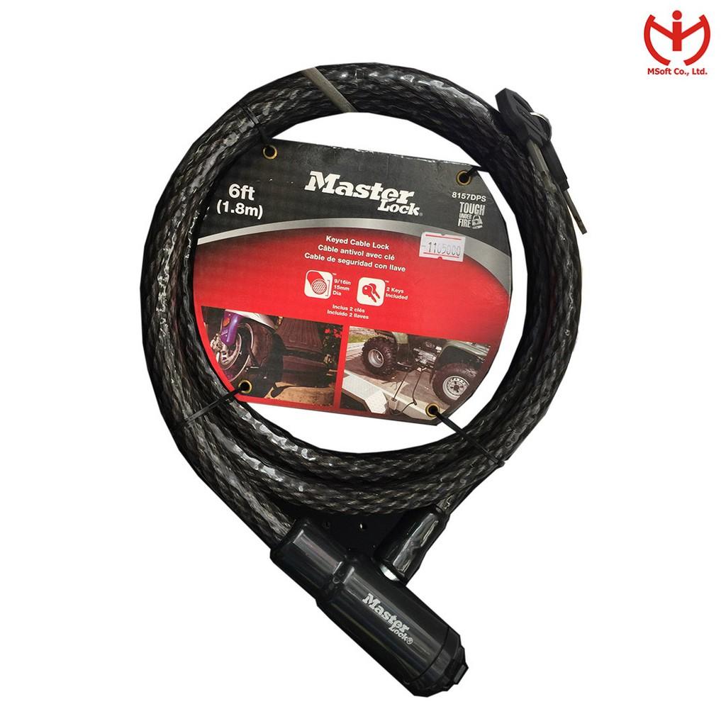 Khóa xe máy Master Lock 8157 DPS dây cáp thép dài 1.8m x 15mm đầu khóa chìa