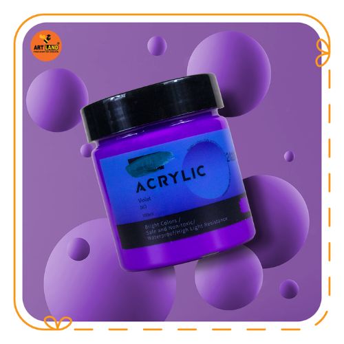 Màu Acrylic Hũ Lớn 100ml Tone Blue Purple Vẽ Trên Mọi Chất Liệu